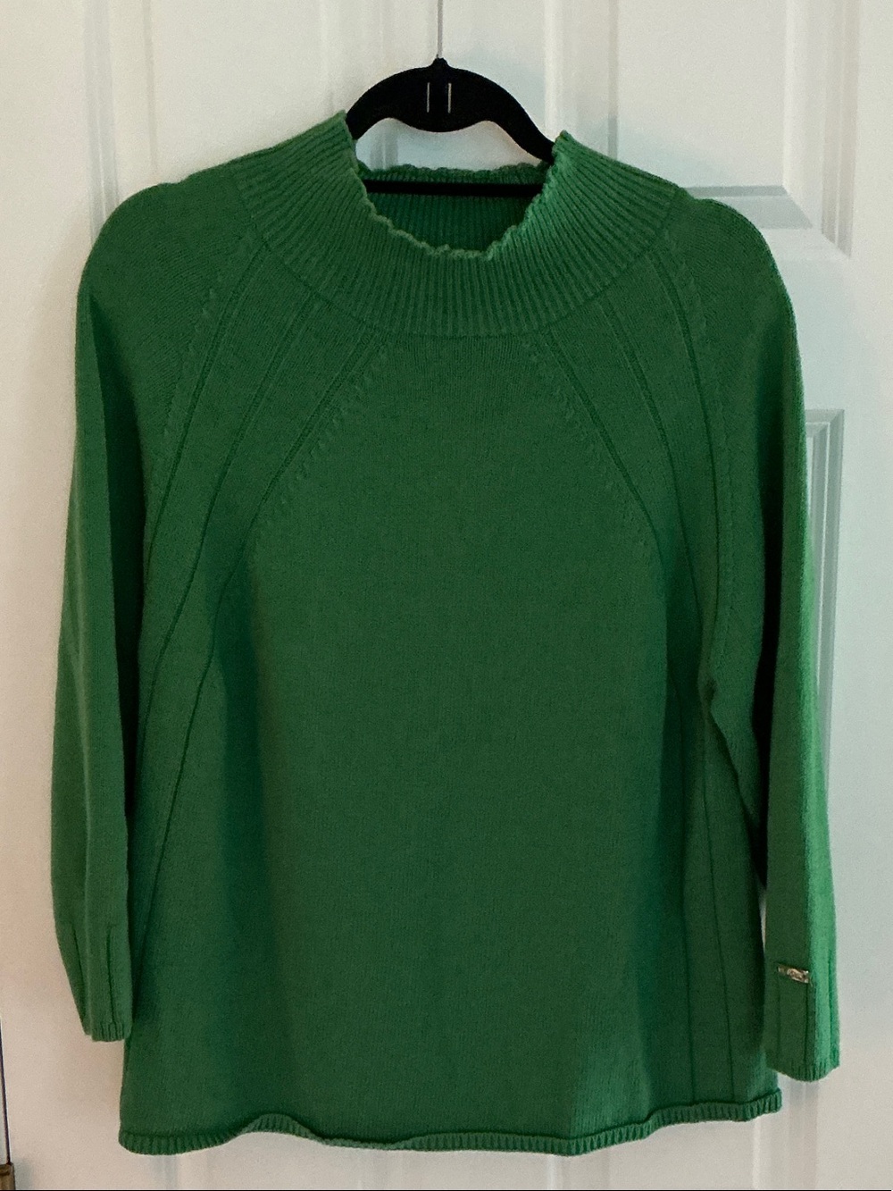 St. John Sport by Marie Gray Emerald Green Ribbed Mock Turtleneck Sweater